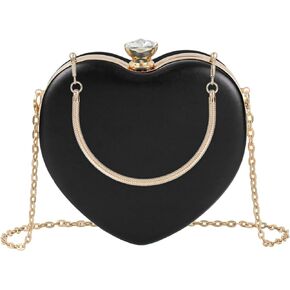 Goclothod Women Heart Shape Clutch Purse Velvet Shoulder Bag Evening Handbags