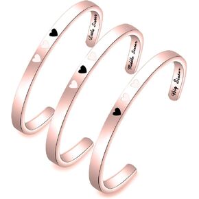 ENSIANTH Sister Bracelet Big Middle Little Sister Cuff Bracelet of 3 Sister Jewelry Gift for Best Friends