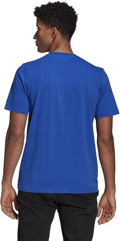 تيشيرت رجالي من adidas Essentials بشعار خطي مطرز باللون الأزرق/الأبيض (as1، Alpha، xx_l، عادي، عادي، قياسي، أزرق/أبيض) in Saudi Arabia