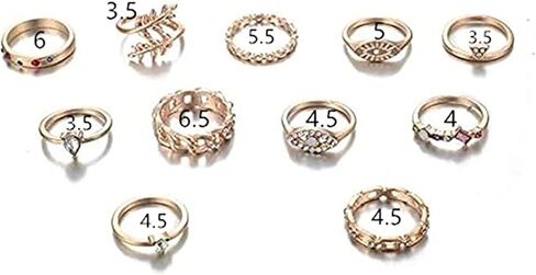 BERYUAN عصري لؤلؤة الدمعة منتصف إصبع خاتم النساء الذهب الدائري مجموعة العين المفصل الدائري هدية لها مجموعة خاتم الذهب العتيق للنساء والفتيات المراهقات (11 قطعة) in Kuwait
