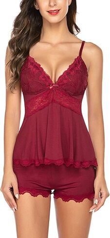 wearella Womens Lingerie Set Pjs and Panty Set Camisole Set Modal Sweetness Sleepwear in Kuwait