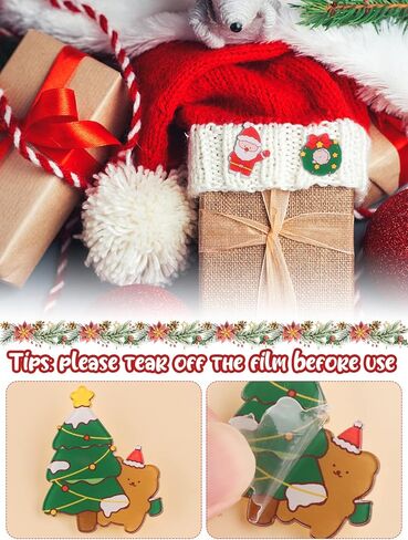 65PCS Christmas Acrylic Brooch Pins, Lorvain Cute Aesthetic Badges Pin Kawaii Xmas Backpack Pins Bear Santa Christmas Tree Elk Cartoon Brooch Pin for Women Girls Backpacks Bags Jackets Hoodies Hats in Kuwait