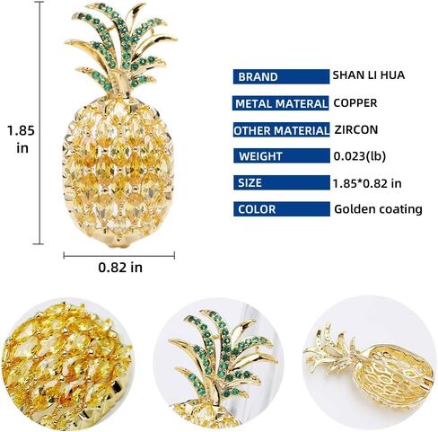 Small Pineapple Brooch Pins is Cute Fruit Brooch Inlay Zircon for Hats Clothings Bags in Saudi Arabia