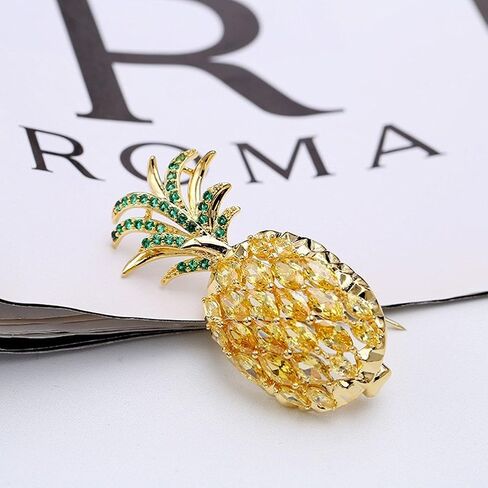 Small Pineapple Brooch Pins is Cute Fruit Brooch Inlay Zircon for Hats Clothings Bags in Saudi Arabia