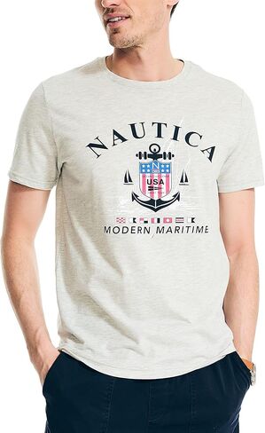 تي شيرت Nautica الرجالي المصمم بشكل مستدام برسوم بحرية حديثة in Saudi Arabia