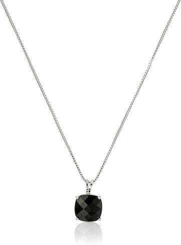 Amazon Collection 925 Sterling Silver 8mm Cushion Cut Birthstone Solitaire Pendant Necklace for Women with Box Chain in Saudi Arabia
