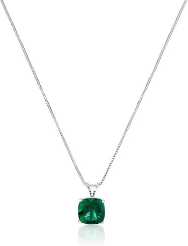 Amazon Collection 925 Sterling Silver 8mm Cushion Cut Birthstone Solitaire Pendant Necklace for Women with Box Chain in Saudi Arabia