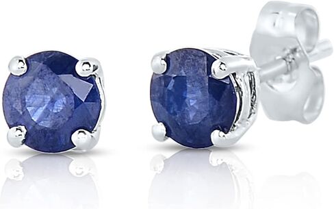KOKAV 14K White/Yellow Gold Genuine Ruby/Sapphire 4mm Round Stud Earrings in Kuwait