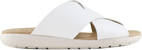 MARC JOSEPH NEW YORK Womens Casual Genuine Leather Flat Slide Mules Criss Cross Sandals Open Toe Backless Comfortable Lightweight EVA Sole Fashion Slip-on Slides in Saudi Arabia