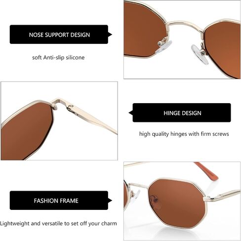 ZENOTTIC Small Octagonal Polarized Sunglasses for Women Men Hippie Metal Frame Retro Rectangle Sun Glasses in Saudi Arabia