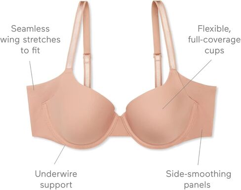 Warner's Women's Side Effects Seamless Underarm-Smoothing Comfort Underwire Lightly Lined T-Shirt Bra Ra3061a in Saudi Arabia