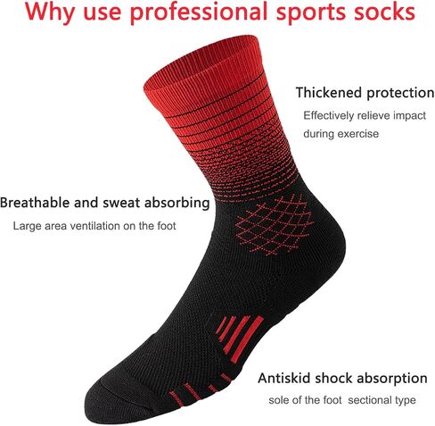 Athletic Crew Socks Performance Thick Cushioned Sport Basketball Running Training Compression Socks for Men & Women in Saudi Arabia