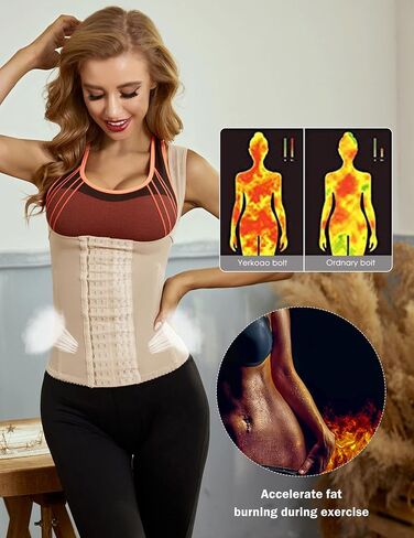 Ekouaer Women's Underbust Corset Waist Trainer Cincher Steel Boned Body Shaper Tummy Fat Burner S-4XL in Saudi Arabia