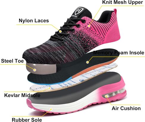 Steel Toe Shoes for Men Women Lightweight Comfortable Work Shoes Indestructible Slip Resistant Safety Shoes with Air Cushion in Saudi Arabia