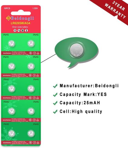 SR626SW Watch Batteries 377 376 AG4 LR626 1.55V Button Cell Alkaline Batteries 10 Pack in Kuwait