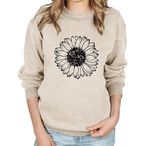 JBF Cloth Sunflower Sweatshirt Women Funny Flower Positivity Long Sleeve Cute Graphic Shirts Floral Pullover Top in Saudi Arabia