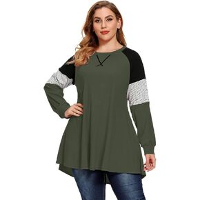 LARACE Plus Size Tops Women Pullover Sweatshirt Color Block Tee Long Sleeve Tunic Striped Raglan Shirt in Saudi Arabia