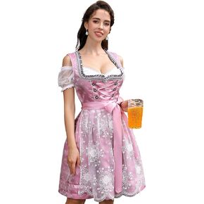 Women's 3-pieces German Dirndl Dress Costumes for Bavarian Oktoberfest Halloween Carnival