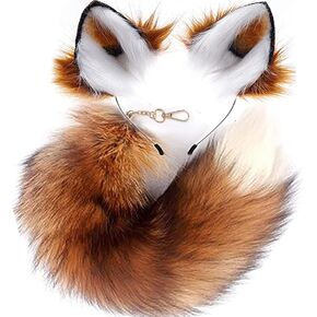 YXCFEWD Fox Costume for Girls Fox Ears Tail Kid Cat Wolf Ears Fluffy Furry Tail