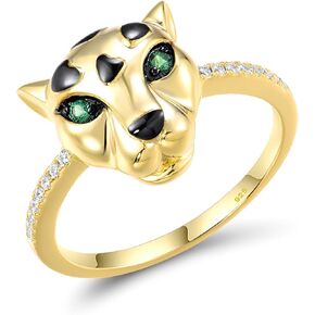 Santuzza Panther Ring 925 Sterling Silver Leopard Rings Cubic Zirconia Green Spinel Jaguar Jewelry in Saudi Arabia