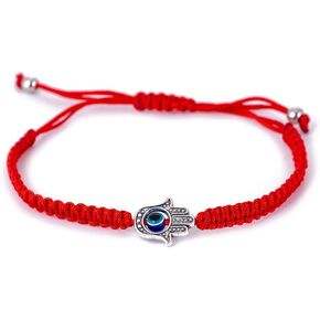 yipima Handmade Red Black String Evil Eye Hamsa Hand Charm Bracelets for Protection and Luck Kabbalah Adjustable Hand-Woven Cord Thread Friendship Bracelet Amulet Jewelry