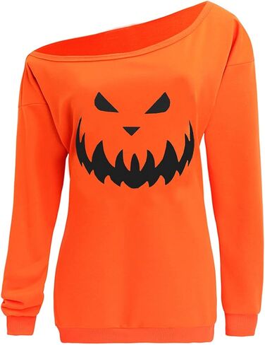 Dutebare Women Halloween Off Shoulder Sweatshirt Slouchy Witch Shirt Long Sleeve Pullover Tops in Saudi Arabia