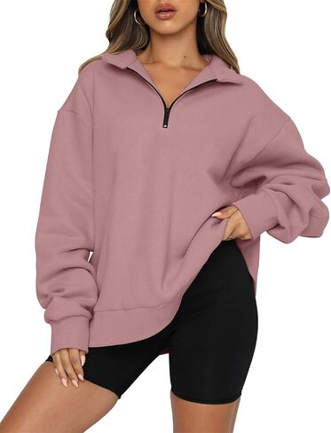 onlypuff Half Zip Oversized Sweatshirt for Women Pullover Fleece Lined Hoodies Quater Zip up Trendy Fall Fashion Teen Girls in Saudi Arabia