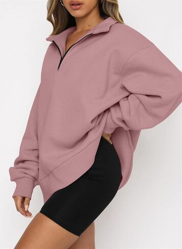 onlypuff Half Zip Oversized Sweatshirt for Women Pullover Fleece Lined Hoodies Quater Zip up Trendy Fall Fashion Teen Girls in Saudi Arabia