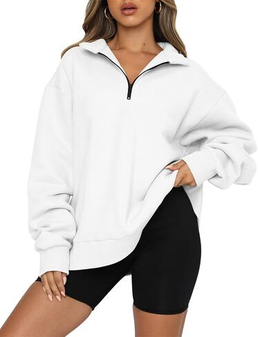 onlypuff Half Zip Oversized Sweatshirt for Women Pullover Fleece Lined Hoodies Quater Zip up Trendy Fall Fashion Teen Girls in Saudi Arabia