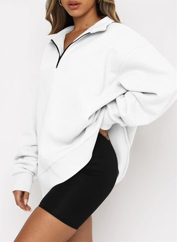onlypuff Half Zip Oversized Sweatshirt for Women Pullover Fleece Lined Hoodies Quater Zip up Trendy Fall Fashion Teen Girls in Saudi Arabia