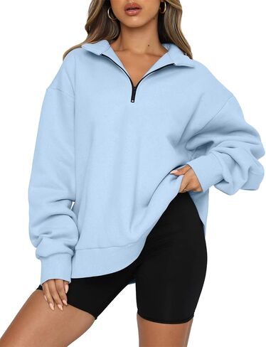 onlypuff Half Zip Oversized Sweatshirt for Women Pullover Fleece Lined Hoodies Quater Zip up Trendy Fall Fashion Teen Girls in Saudi Arabia