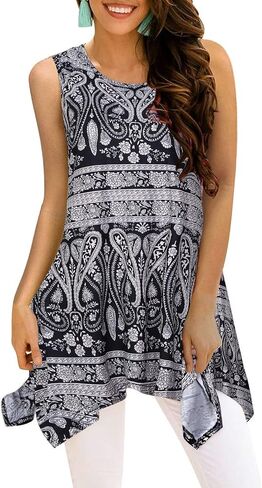 Viracy Women's Summer Casual Sleeveless Swing Tunic Floral Tank Top (S-3XL) in Kuwait