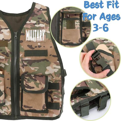 Liberty Imports Kids Army Soldier Military Combat Marines Desert Camo Halloween Costume, Deluxe Dress Up Cosplay Role Play Set with Helmet, Monocular, Toy Guns, Accessories (11 Pcs) in Saudi Arabia