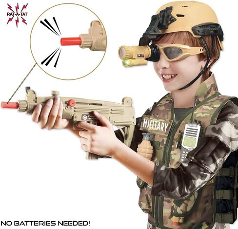 Liberty Imports Kids Army Soldier Military Combat Marines Desert Camo Halloween Costume, Deluxe Dress Up Cosplay Role Play Set with Helmet, Monocular, Toy Guns, Accessories (11 Pcs) in Saudi Arabia