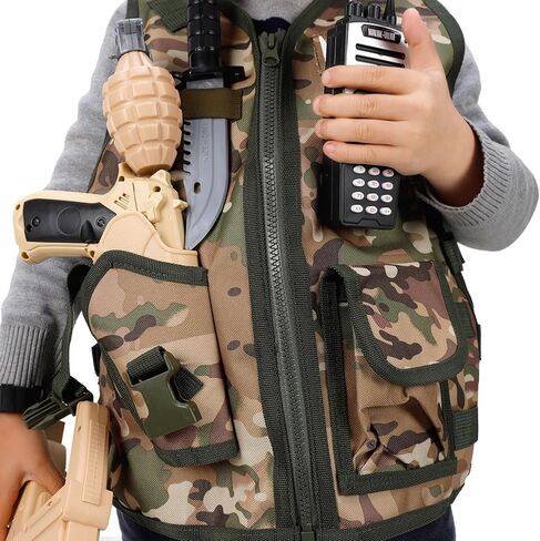 Liberty Imports Kids Army Soldier Military Combat Marines Desert Camo Halloween Costume, Deluxe Dress Up Cosplay Role Play Set with Helmet, Monocular, Toy Guns, Accessories (11 Pcs) in Saudi Arabia