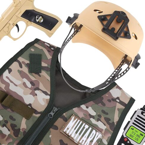 Liberty Imports Kids Army Soldier Military Combat Marines Desert Camo Halloween Costume, Deluxe Dress Up Cosplay Role Play Set with Helmet, Monocular, Toy Guns, Accessories (11 Pcs) in Saudi Arabia