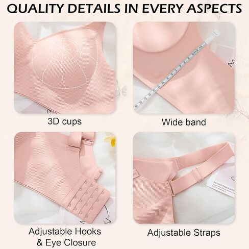 Bras for Women No Underwire 2 Pack Padded Bras for Women Ribbed Seamless Bra Wireless Full Coverage Bralette in Kuwait