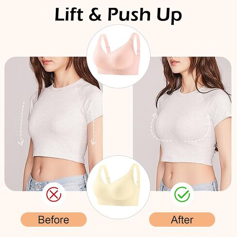 Bras for Women No Underwire 2 Pack Padded Bras for Women Ribbed Seamless Bra Wireless Full Coverage Bralette in Kuwait