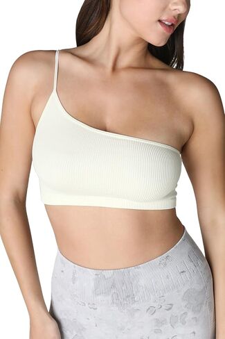 NIKIBIKI Women Seamless One Shoulder Ribbed Bralette, Made in U.S.A, One Size in Kuwait