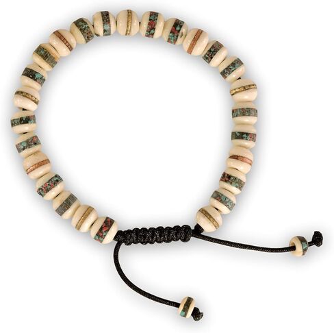 سوار مالا طبي مدمج للصلاة التبتية واليوجا واليوجا قابل للتعديل من خرز صلاة التبت للتأمل مع اختيارات متعددة من الالوان (ابيض), One Size, النحاس in Kuwait