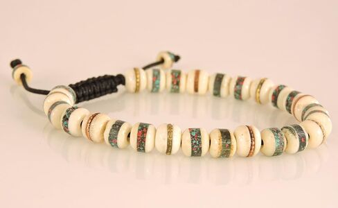 سوار مالا طبي مدمج للصلاة التبتية واليوجا واليوجا قابل للتعديل من خرز صلاة التبت للتأمل مع اختيارات متعددة من الالوان (ابيض), One Size, النحاس in Kuwait