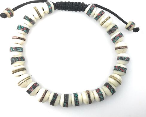 سوار مالا طبي مدمج للصلاة التبتية واليوجا واليوجا قابل للتعديل من خرز صلاة التبت للتأمل مع اختيارات متعددة من الالوان (ابيض), One Size, النحاس in Kuwait