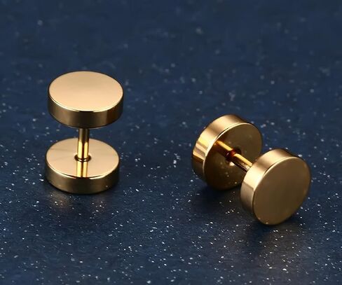 Xusamss Punk Body Piercing Titanium Steel Round Barbell Stud Earrings in Kuwait