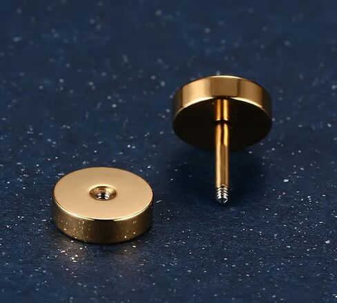 Xusamss Punk Body Piercing Titanium Steel Round Barbell Stud Earrings in Kuwait