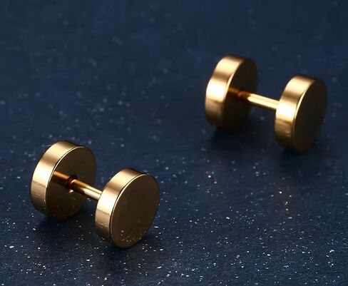 Xusamss Punk Body Piercing Titanium Steel Round Barbell Stud Earrings in Kuwait