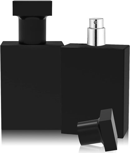 Foraineam 8 Pack 30ml / 1 oz. Black Refillable Perfume Bottles, Portable Square Empty Glass Perfume Atomizer Bottle with Spray Applicator in Kuwait