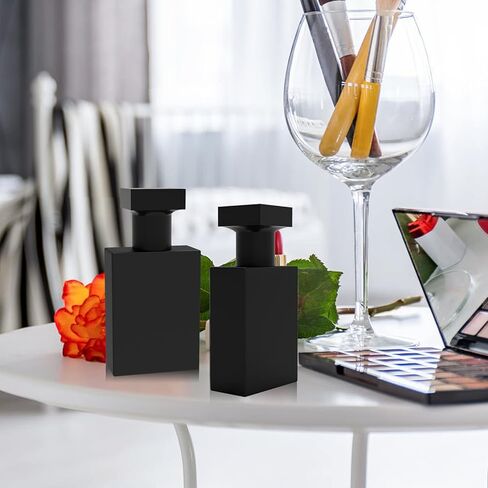 Foraineam 8 Pack 30ml / 1 oz. Black Refillable Perfume Bottles, Portable Square Empty Glass Perfume Atomizer Bottle with Spray Applicator in Kuwait