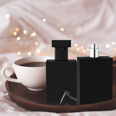 Foraineam 8 Pack 30ml / 1 oz. Black Refillable Perfume Bottles, Portable Square Empty Glass Perfume Atomizer Bottle with Spray Applicator in Kuwait