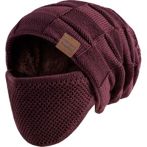 قبعة REDESS Beanie للرجال والنساء قبعات شتوية دافئة متماسكة قبعة جمجمة سميكة مترهلة مع غطاء للوجه