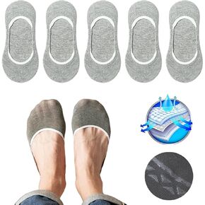 CHUNFO No Show Liner Men Footie Socks Non Slip Grips Multicolor Cushioned Pure Color Invisible Low Cut Boys 5 or 10 Pairs